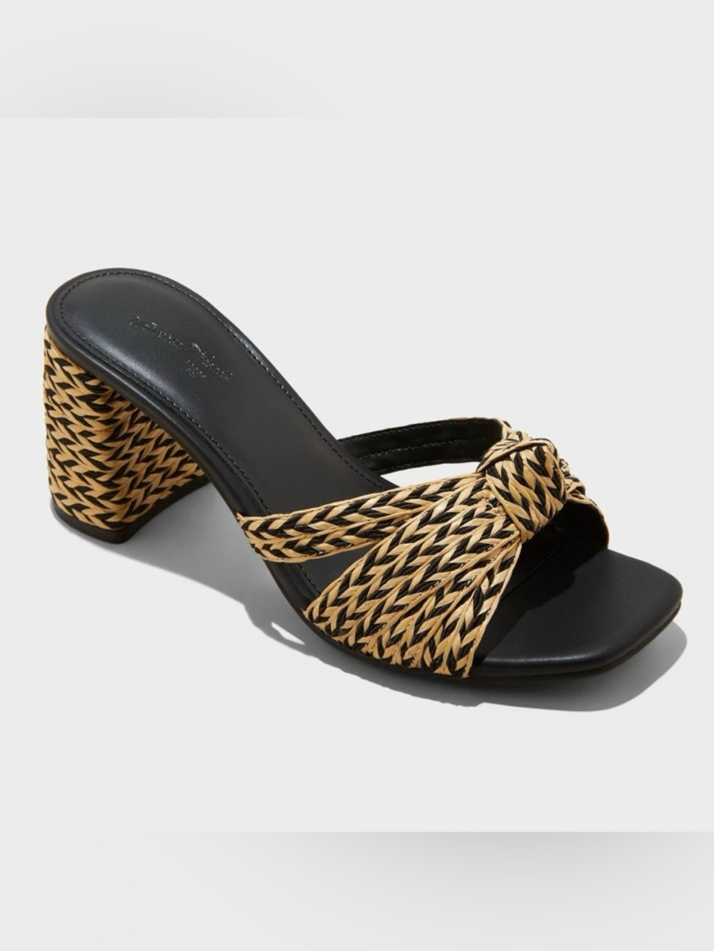 Women's Aaliyah Raffia Strappy Knot Sandal Heels - Universal Thread - black -new